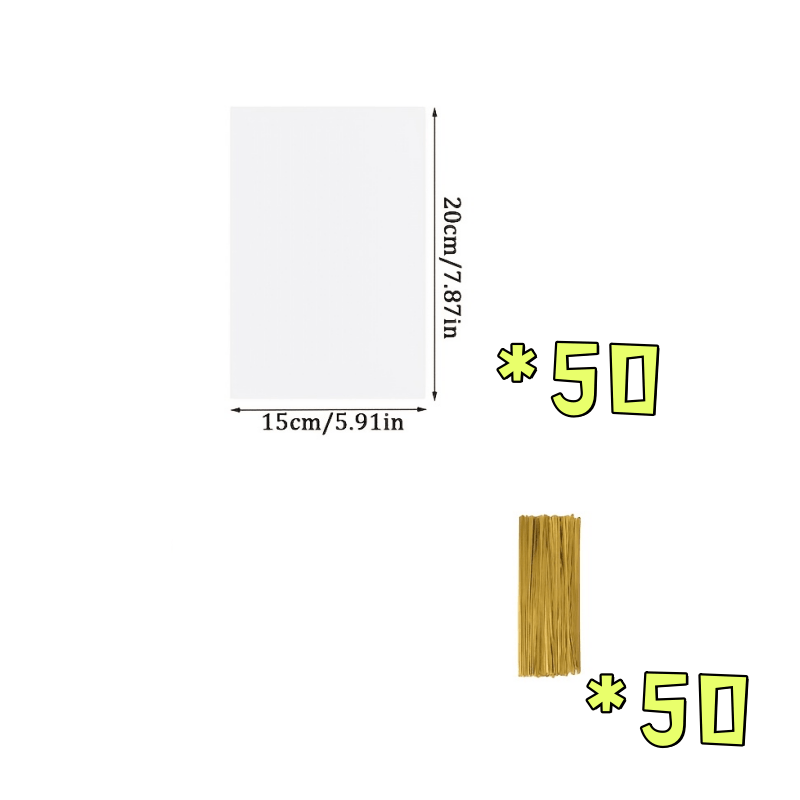 Image of 100pcs (50bags And 50ties) Clear Plastic Gift Bags, Cellophane Favor Bags With Golden Drawstring, For Party Favors, Gift Wrapping, Birthday For Party, Wedding, Holiday Event Packaging