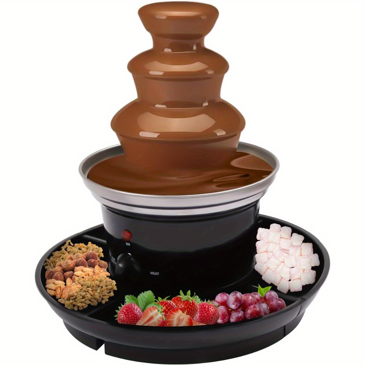 TEMU Electric Chocolate Fondue Fountain Machine, 3 Tier Hot Chocolate Fondue Tower, Stainless Chocolate Melting Heating Machine For Cheese Liqueurs