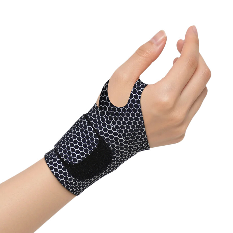 TEMU 1pc Adjustable Thumb& Wrist Support Wrap, Breathable Honeycomb Compression Brace With Thumb Loop, Hook-and-loop Closure For Typing, Sports,