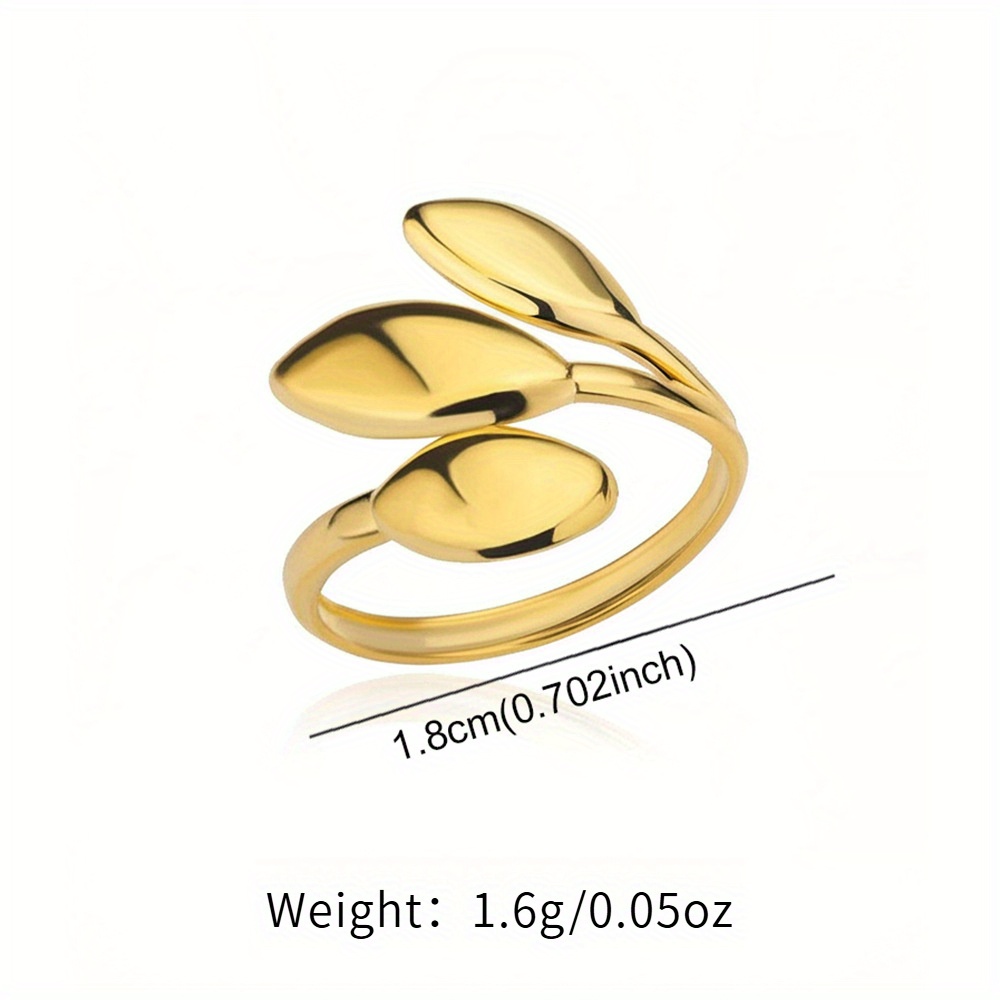 Tri-Leaf Adjustable Open Ring in 304 304 Stainless Steel Material Tarnish-Proof Perfect for Daily Wear Holiday Occasions Stylish Unisex Gift for Teenager For Teenager