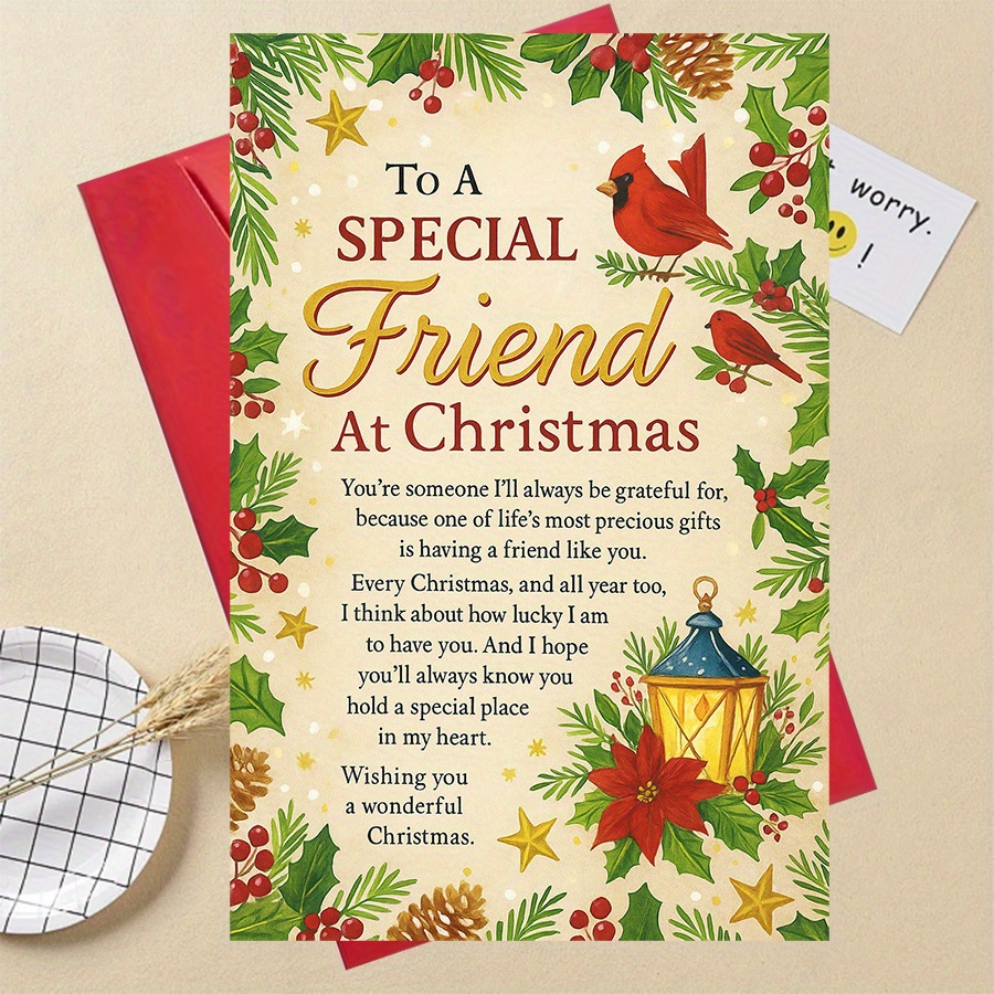TEMU A Single Christmas Card Featuring A Festive Message, Ideal For Expressing Appreciation And To For During The