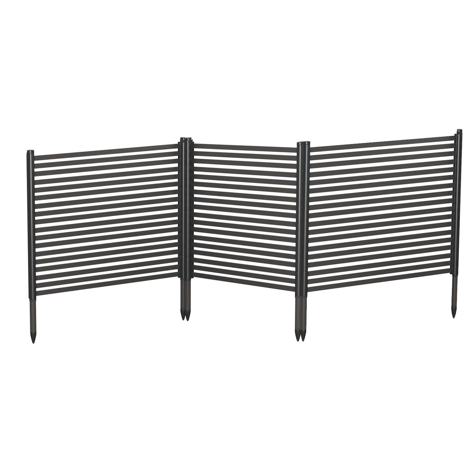 Rustproof Metal Garden Fence, 3 Panels 47in H X 9ft L Decorative Animal Barrier For Dogs, Rabbits & Deer, Outdoor Privacy Screen For Flower Beds, Patio, Backyard, Vegetable Gardens