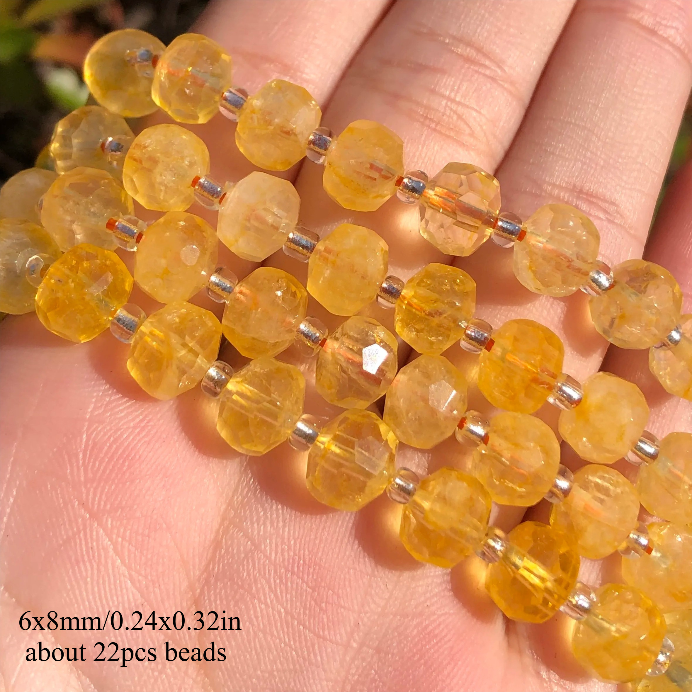 E-shop 8x6mm AA Natürliche Rondelle Perlen - Facettierte Gelbe Zwischenperlen für Schmuckherstellung, DIY Armbänder, Halsketten, Ohrringe - Lebendige