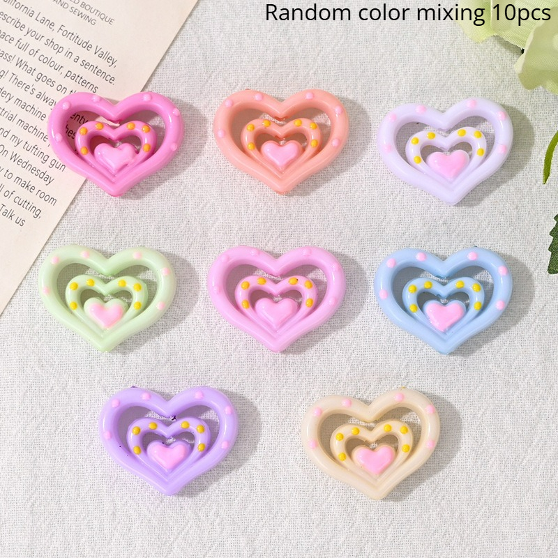 TEMU 10pcs 30mm Heart-shaped Acrylic Beads For Diy Apparel Decorations And Accessories, Handmade Jewelry Materials, Craft Supplies, Room Decor, Art,