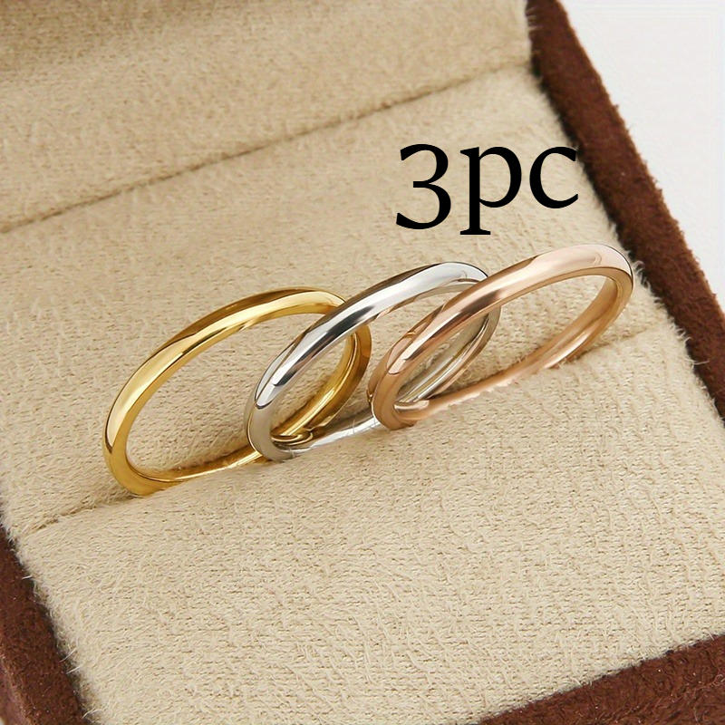 Women's Ring Set in 3 Colors, Elegant Gift Choice