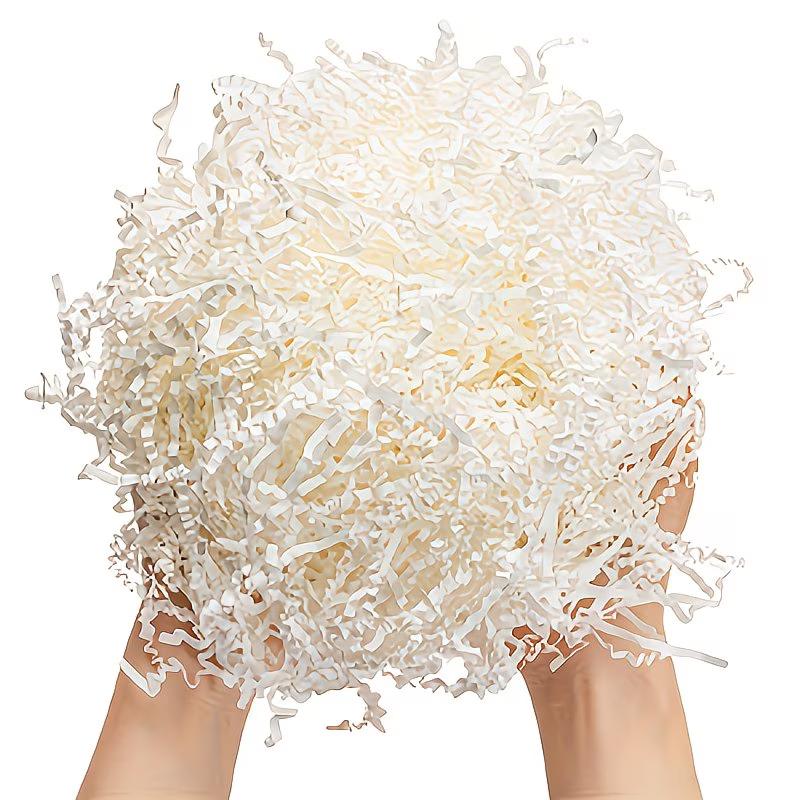 Image of 60g Holiday Gift Decoration Grass, Foldable Paper Shredding Kit, Suitable For Gift Boxes, Baskets, And Craft Decorations - White Art And Handmade Items, Sewing Supplies, Christmas Essential Packaging