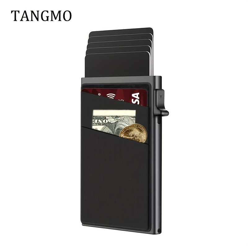 TEMU Men's & Women' Pop-up Rfid Blocking Credit Card Holder Wallet - Retro Acrylic Card Case Suitable For Business Travel, Cash-free , Anti-theft