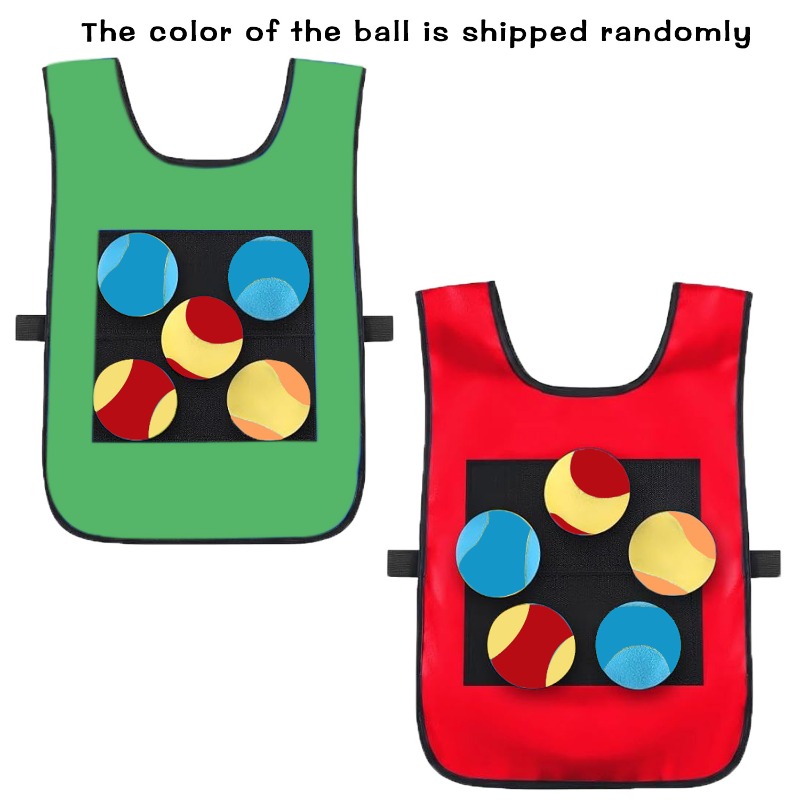 TEMU 10pcs For Family Fun Adult Sticky Ball Game Set Gift Pack, 2 Vests (red/green) And (random Colors), Adult Throwing Sticky Ball Chasing Sandbag