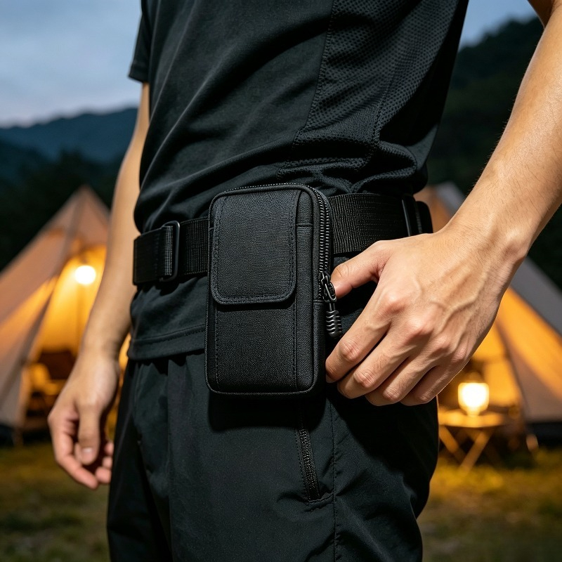 Black Multi-Functional Double-Layer Outdoor Tactical Belt Bag