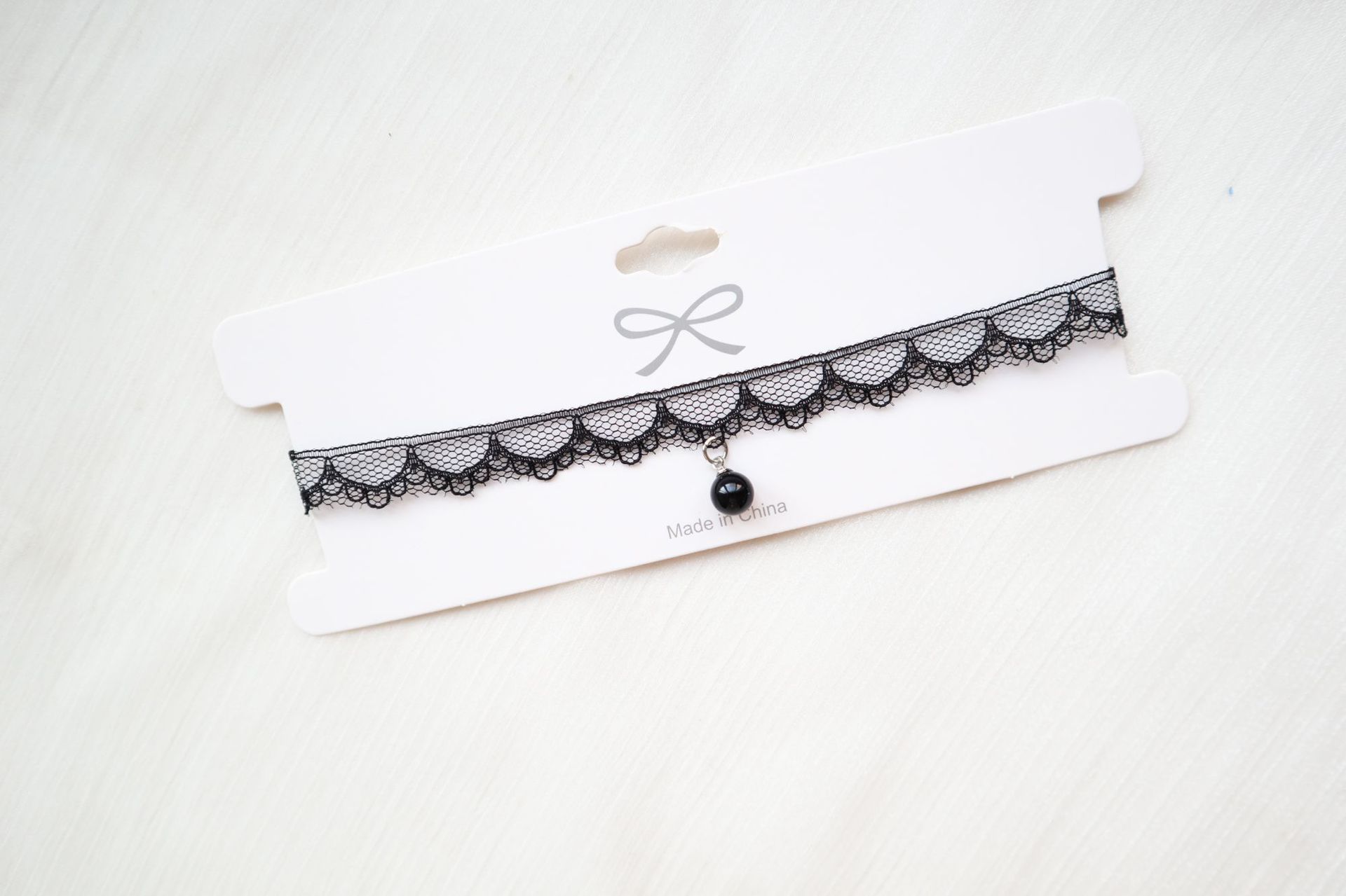 black lace choker necklace with pendant - sexy vintage style collar for parties and evening events, ideal valentine s gift, bone chain, wear details 7