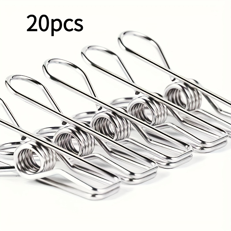 TEMU 10pcs/20pcs/40pcs 1.7inch Long Premium Stainless Steel Clothes Pegs | Rustproof Heavy Duty Metal Clips With Secure Spring Clamps For Laundry,