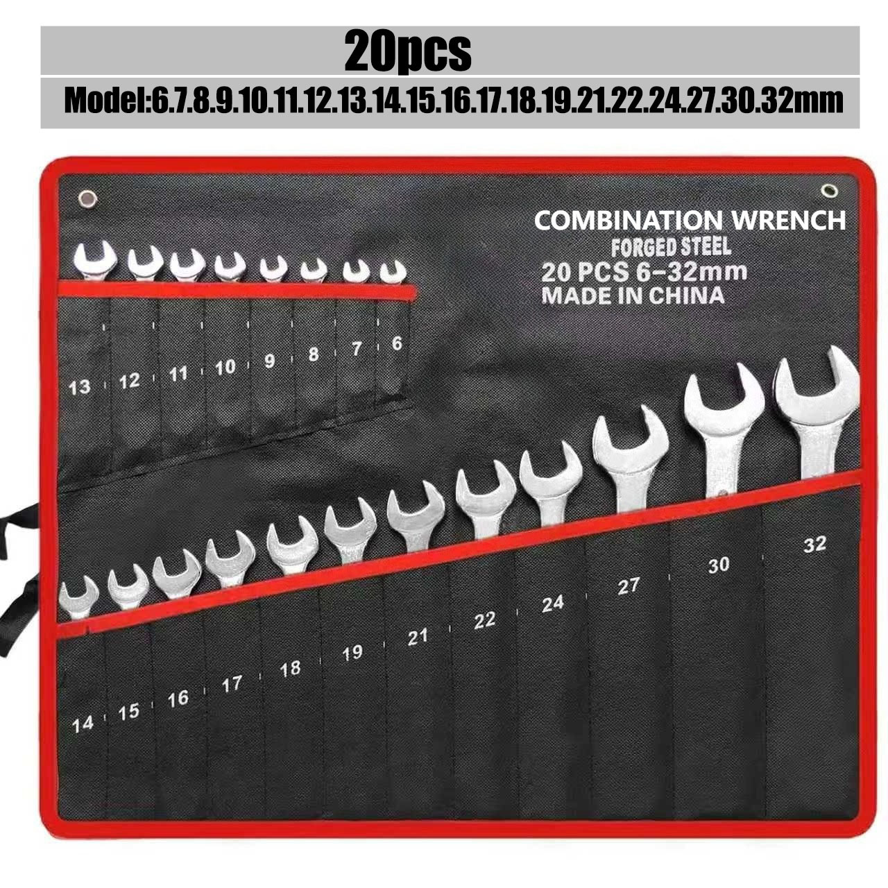 TEMU 20pcs Large Size(model:6-19/ 21/ 22/ 24/ 27/ 30/ 32mm) Wrench Set Double Headed Wrench, Open-end Wrench, Plum Wrench, Double Open-end Wrench,