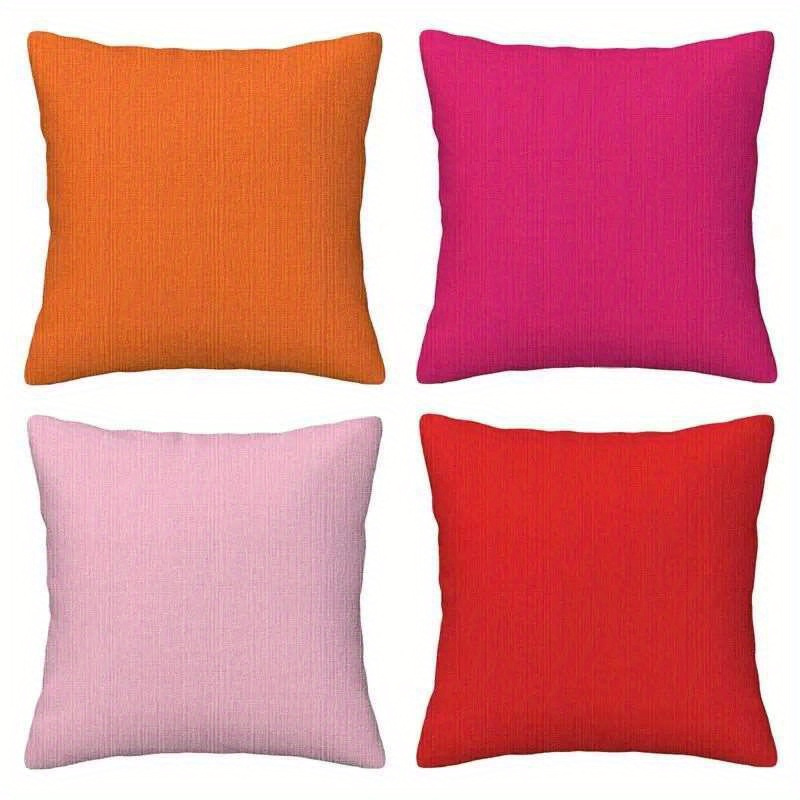 TEMU 4pcs Set Of Warm- Solid Color Plain Printed Pillowcases, Featuring A Simple And Modern Home Decor Style. Ideal As Gifts For Family, , . Zippered