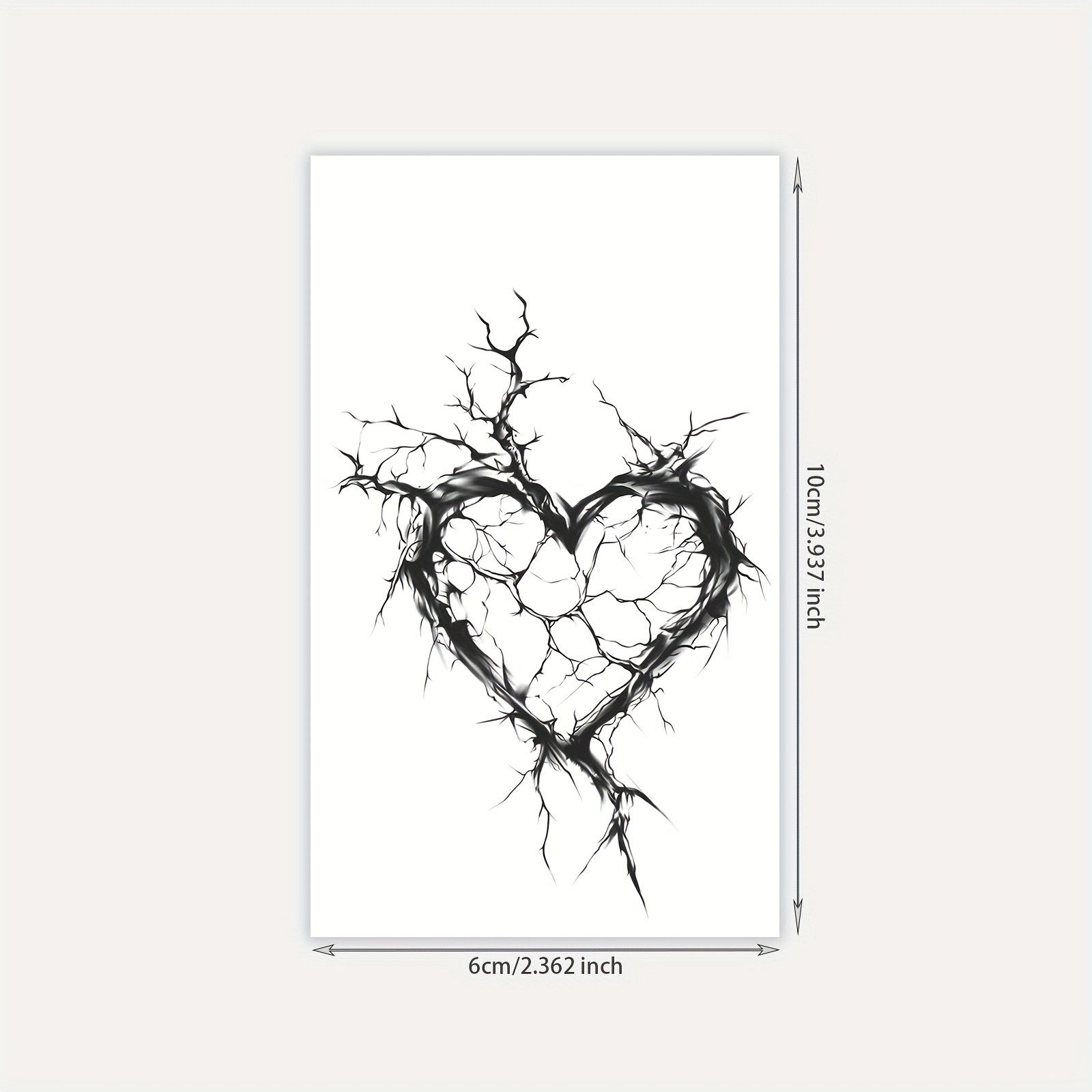 Image of Realistic Temporary Tattoo Sticker - Black Thorn Heart & Thorns Design, 1-3 Day Long-lasting Body Art For Parties, Events, Edgy Style (compatible With Sensitive Light Beige)
