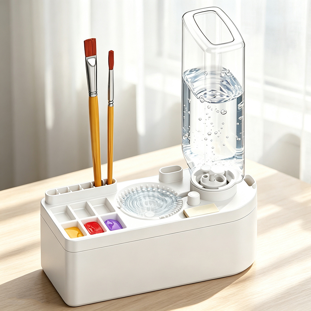 TEMU -One Pinselreiniger Pinselspüler mit Wasserzirkulation, Werkzeug zur Pinselreinigung für Aquarell-, Öl-, Acryl- wasserbasierte Farben, Geschenk