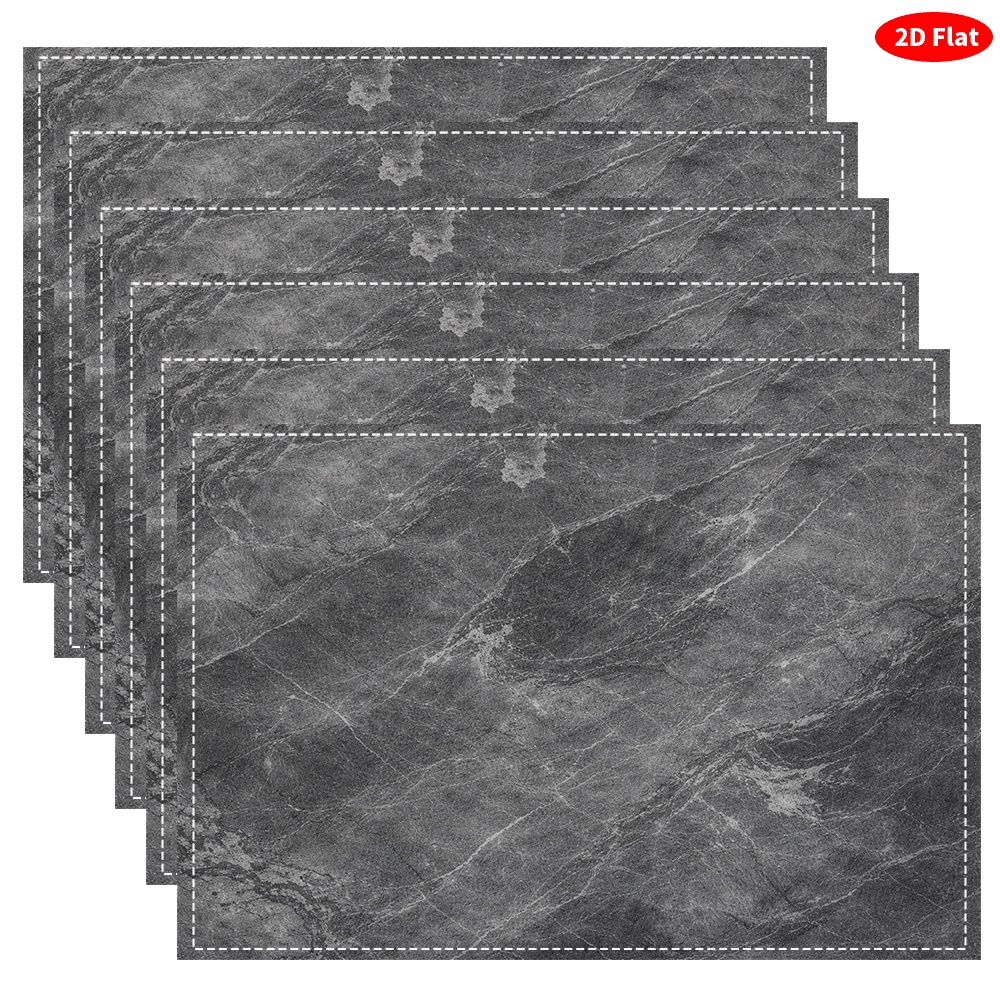 TEMU Dark Gray Marble Pattern Placemats, 6pcs Set, Kitchen Table Decor, Creative Print, Washable And Heat-resistant Table Mats, Home And Tableware