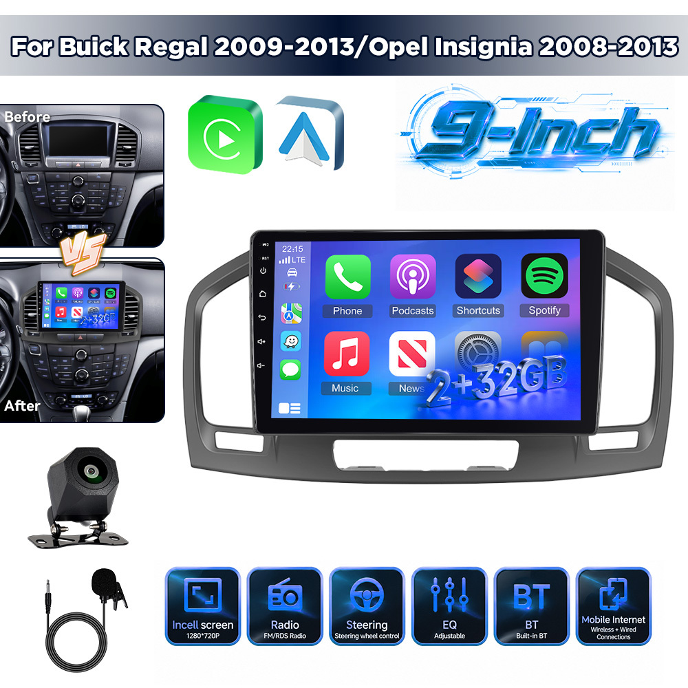 Image of [2g + 32g] Camecho 15 Car Stereo Radio For 2009-2013/ 2008-2013 Inch Ips 1280*720 Touchscreen Wireless 5.0 Wifi Gps Rear Camera Mic Fm/rds/swc