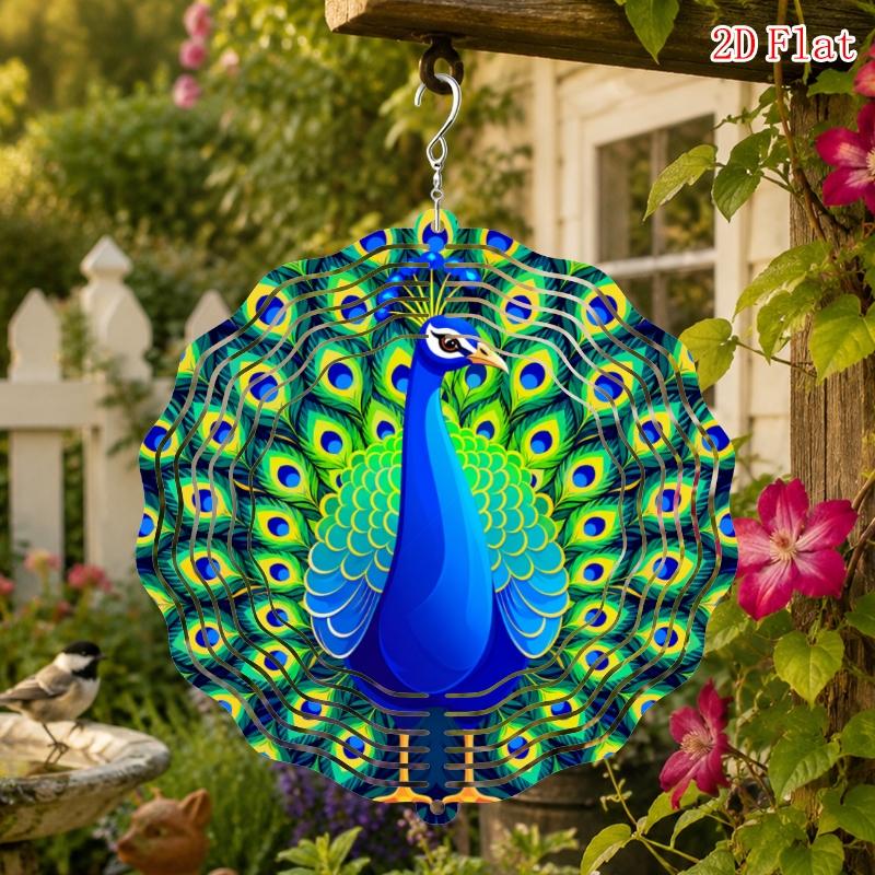 TEMU 1 Peacock Spinner Wind Chime | 10 Inches, Suitable For Hanging In Outdoor Gardens, Patios, Courtyards, , , And Other Outdoor Spaces As A