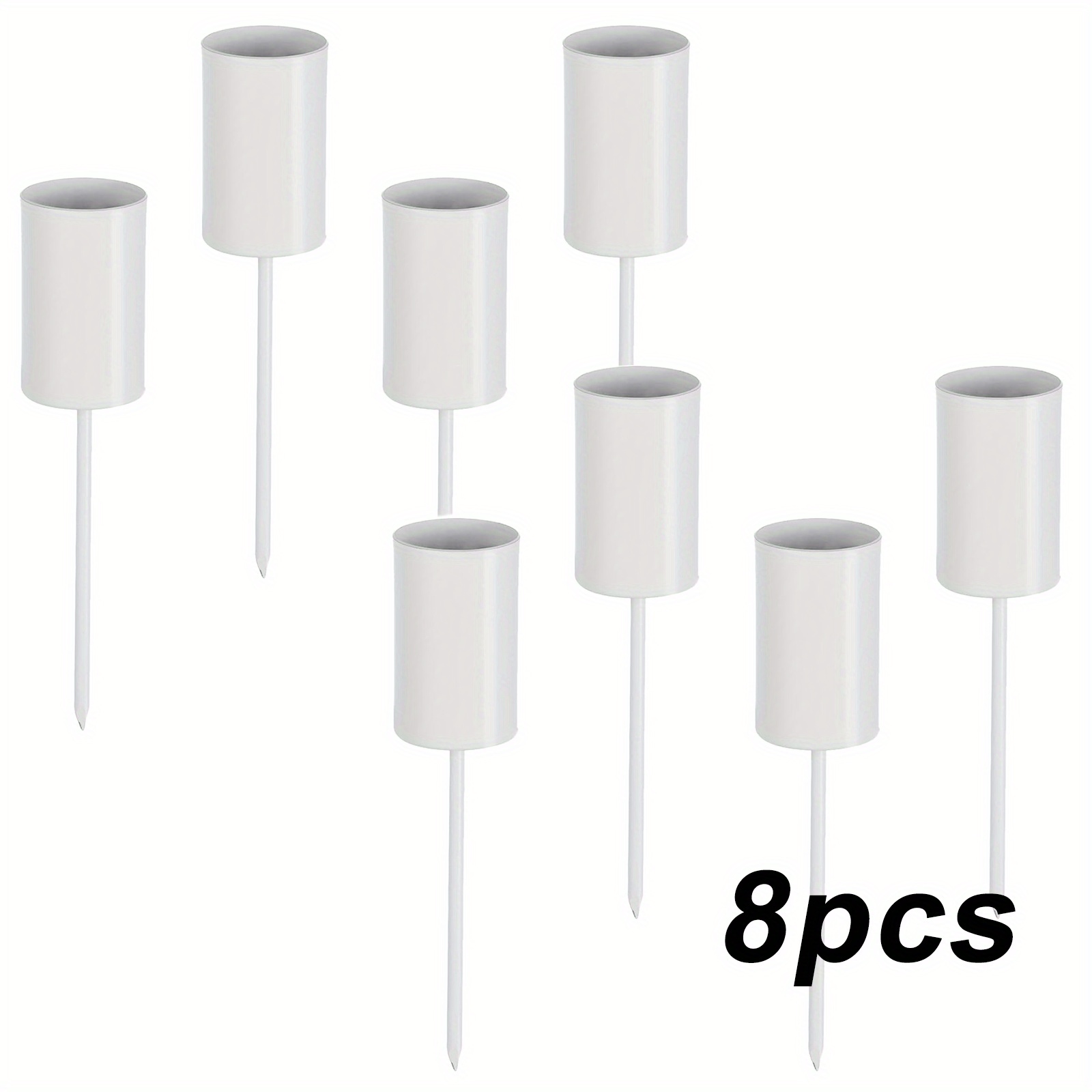 Image of 4/6/8pcs Silvery Metal Cone Candle Holders With Sturdy Pins- Sleek, Shiny& , Perfect For Side Table, Mantel& Patio- Ideal For Christmas, Halloween, Weddings& Parties- Elegant Ambiance Decor Stands