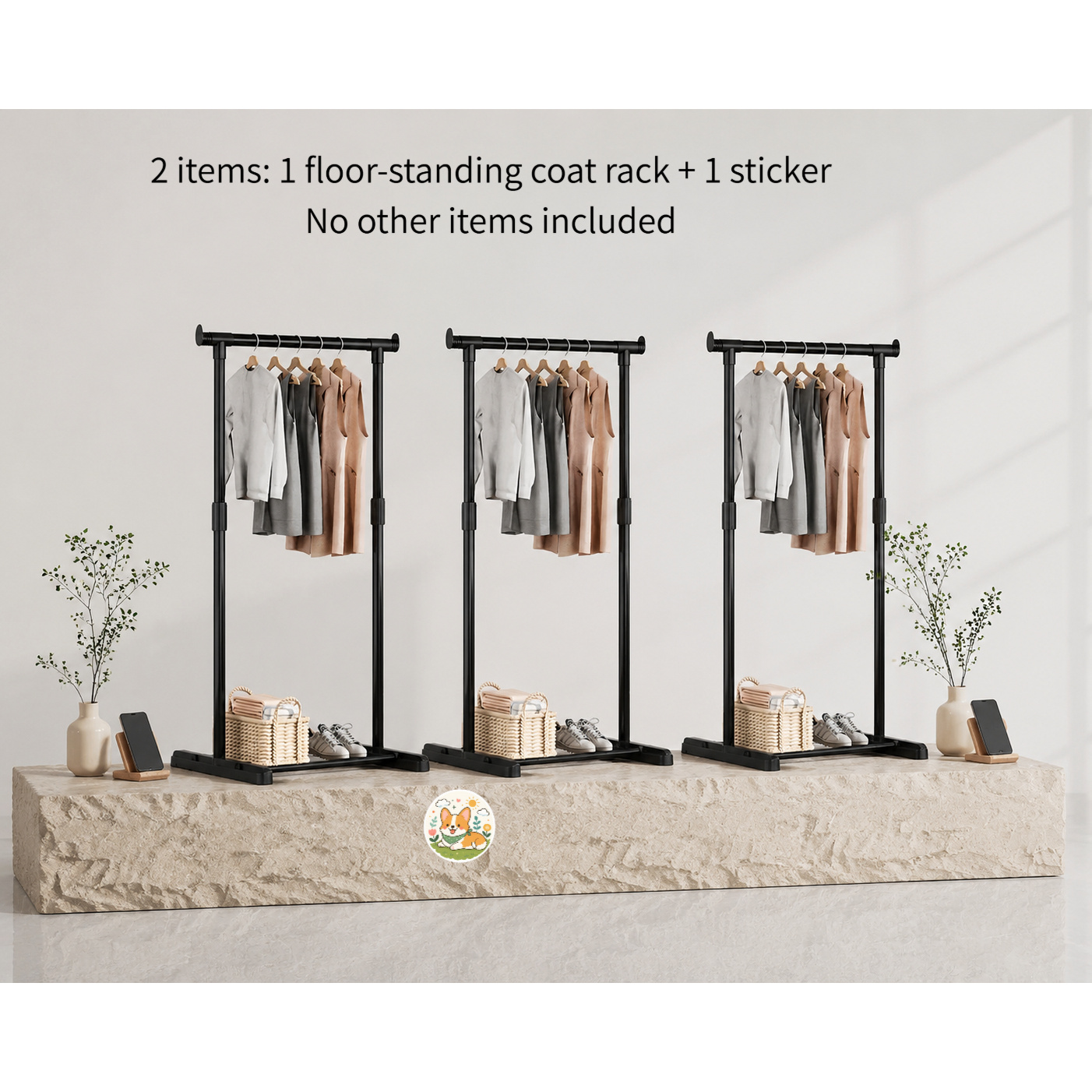 TEMU Simple, High-quality Small Wall-mounted Clothes Hanger With An Adjustable Hanging Rod. -saving Hanger Features A Durable Multi-hook Design For