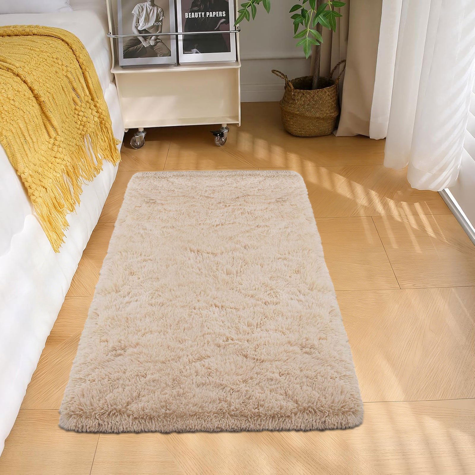 TEMU 1pc Rectangular Multicolor Friendly Soft Bedside Rug, Suitable For Colors And Sizes, , Comfortable Foot Feel, Christmas Gift Style, Bedside Rug,