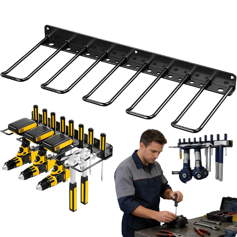 Heavy-duty Wall-mounted Tool Rack, Metal Wall-mounted Power Tool Storage Rack, Space-, Suitable For Garages, And Repair Shops.