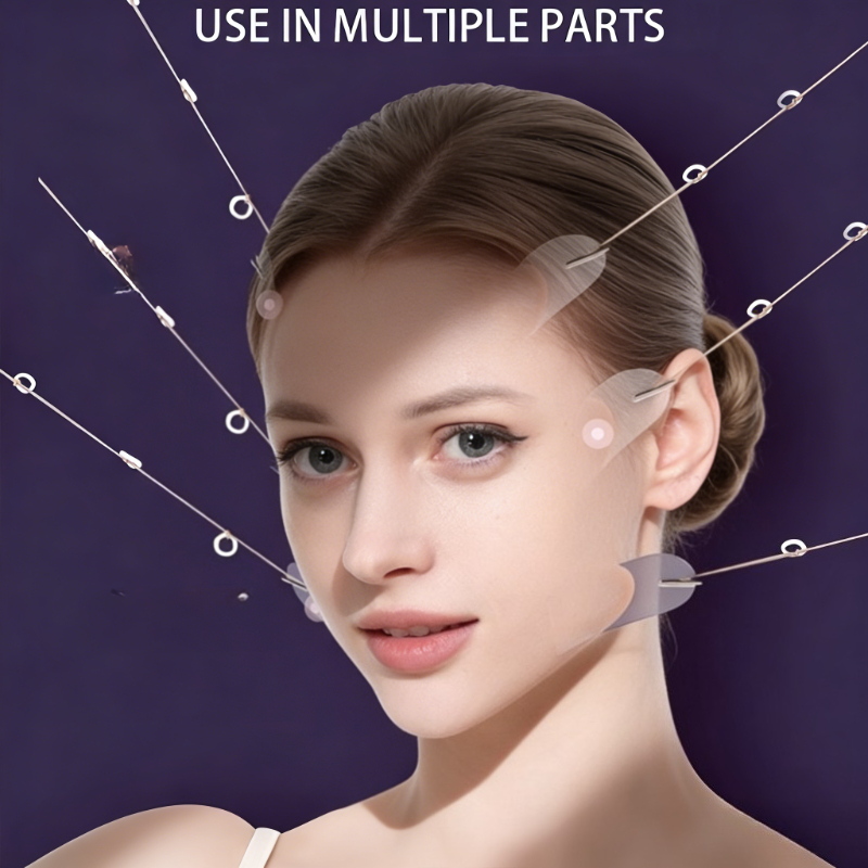 Invisible Facial Lifting Tape 40pcs+ 4 Elastic Ropes Set Adjustable Lifting Band Neck And Chin Double Chin Tightening Reusable Unscented Home Beauty Device Alternative