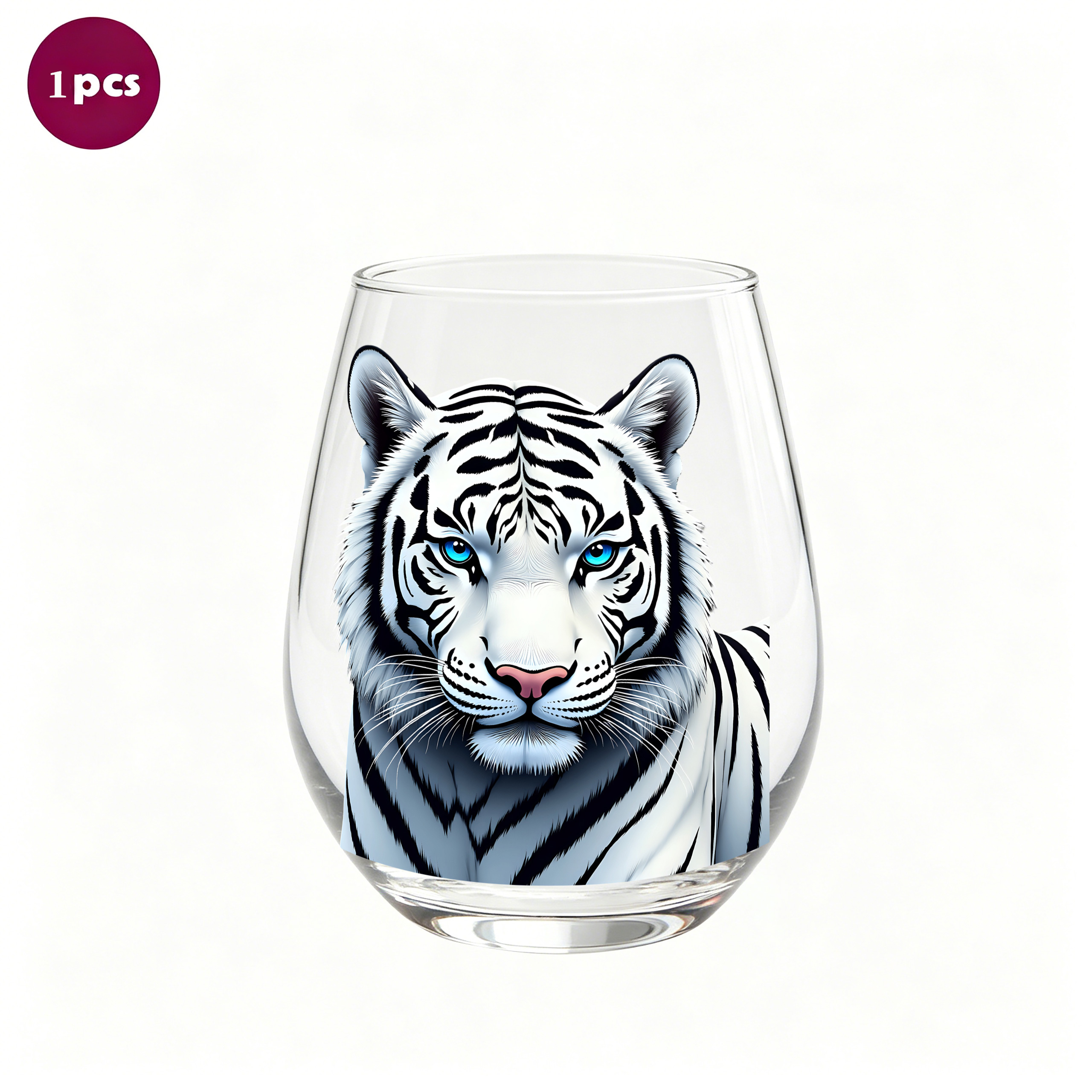 TEMU 1-pack / Black And White Striped White Painted, 350ml / Transparent Drinking Glass, Stemless Wine Glass, Egg-shaped Glass, Champagne And Whiskey