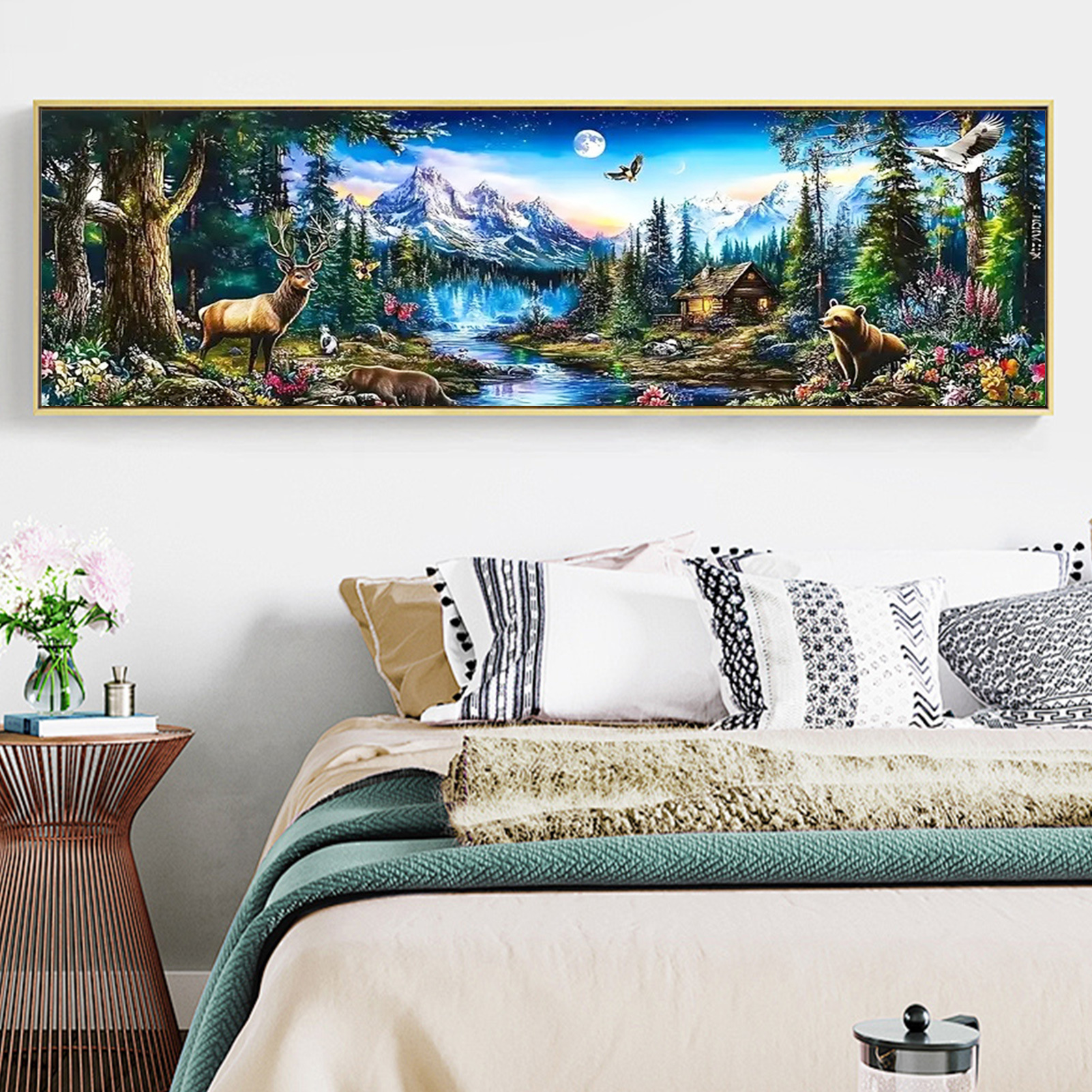 TEMU Professional For Art Use Professional For Art Use A Adult Digital Painting Kit Measuring 90x30 Cm / 35.4x11.8 Inches, Featuring A Forest Night