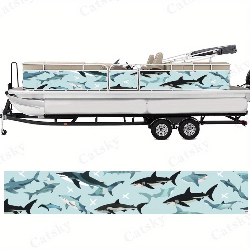 Energetic Shark Boat Stickers, Waterproof Durable Vinyl Wrap Decals