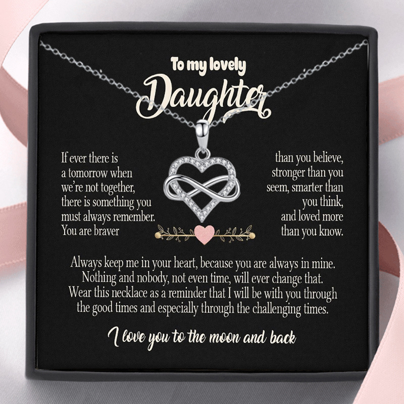 

To Daughter Heart Necklace With Card & Box, Gift For Daughter, Birthday Gift, Christmas Gift