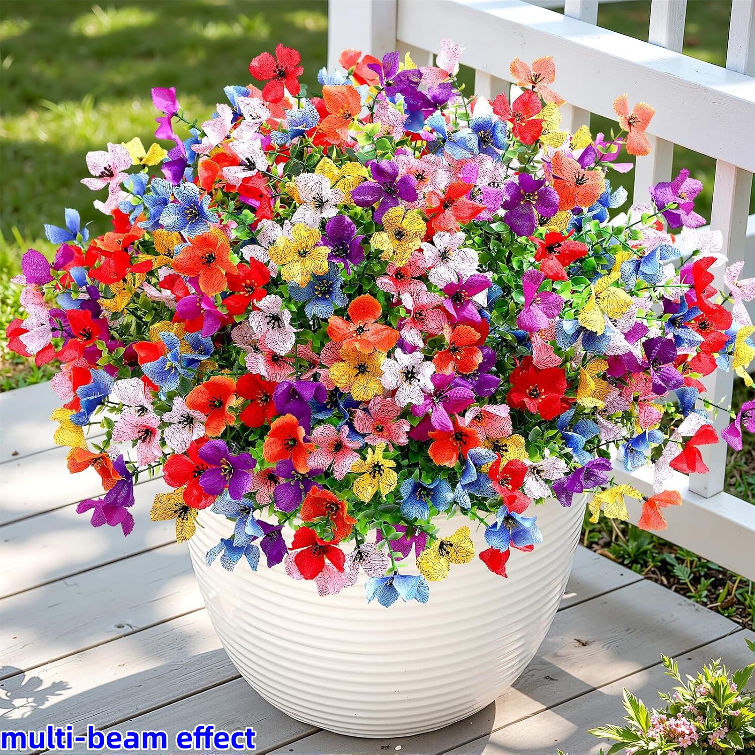 Image of 150 Flowers=50pcs Artificial Flowers Outdoors Decoration, Fake Silk Mums Eucalyptus Realistic Uv Resistant Faux Plants For Outside Indoor Planter Porch Yard Decor, Mix 8 Colors