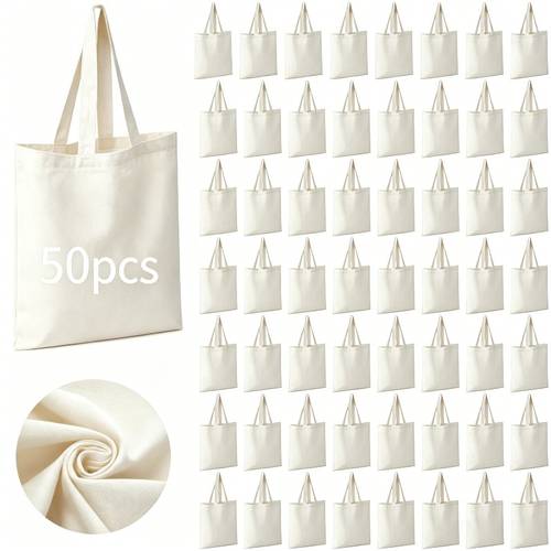 wholesale 50pcs large size high quality reusable blank sublimation canvas tote bag blank tote bag for painting sewing stickers embroidery heat transfer workers shopping shoulder bag thickened large capacity