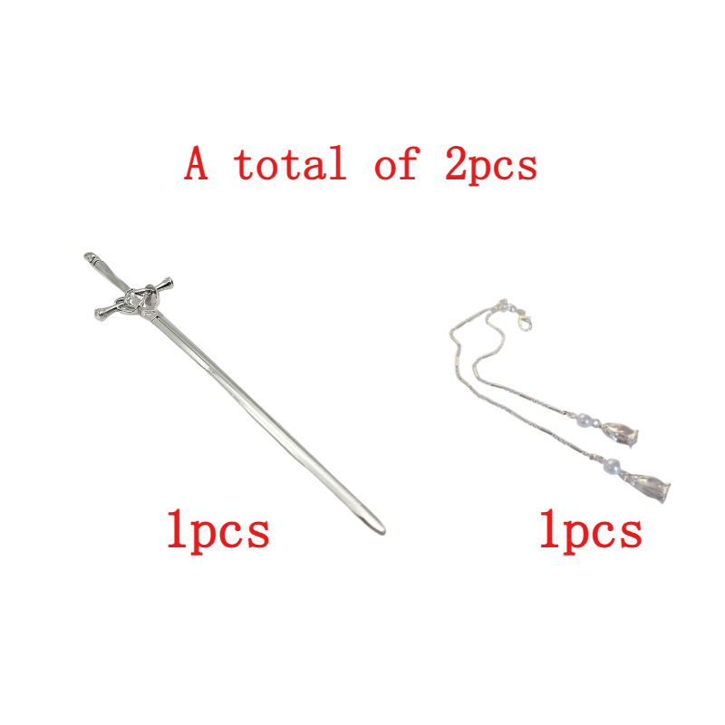 TEMU 2pcs Set Premium Vintage Sword-shaped Metal Bookmarks With Tassel Pendants, Elegant Aluminum Alloy Page Markers For Reading And Office Use,