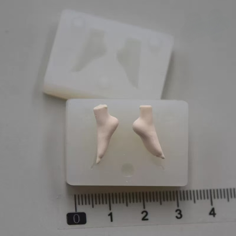 Image of Silicone Doll Feet Mold For Polymer Clay - Air Dry Craft Tool, 2 Sizes