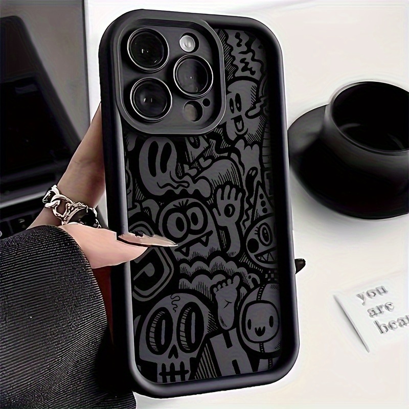 Funda para Teléfono - Funda para Teléfono - Una Nueva Funda Elegante de Bambú con Diseño Negro, Compatible con iPhone 16, 15, 14, 13, 12, 11, XS, XR, X, 8, 7 Plus, Pro Max y la Serie SE. Perfecta para Regalos de Halloween, Regalos de Pascua, Cumpleaños, para una Novia