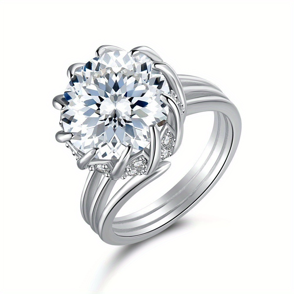Moissanite S925 Silver Lotus Wedding Ring