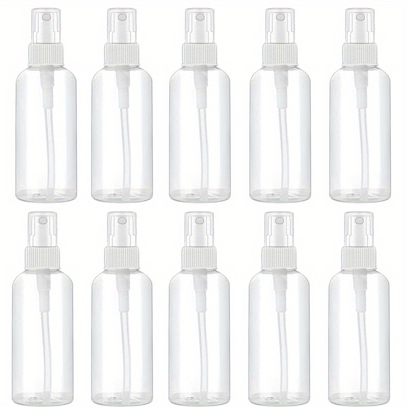 10pcs 100ml Refillable Fine Mist Spray Bottle Clear Plastic Bottles With Atomizer Pumps For Essential Oils, Alcohol, Samples, Travel Beauty Makeup