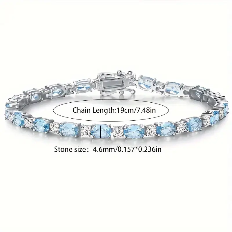 1pc 925 pure silvery fashionable luxury men and women silvery artificial crystal bracelet pure silvery womens silvery bracelet fashionable product perfect gift for her a box Product details 0