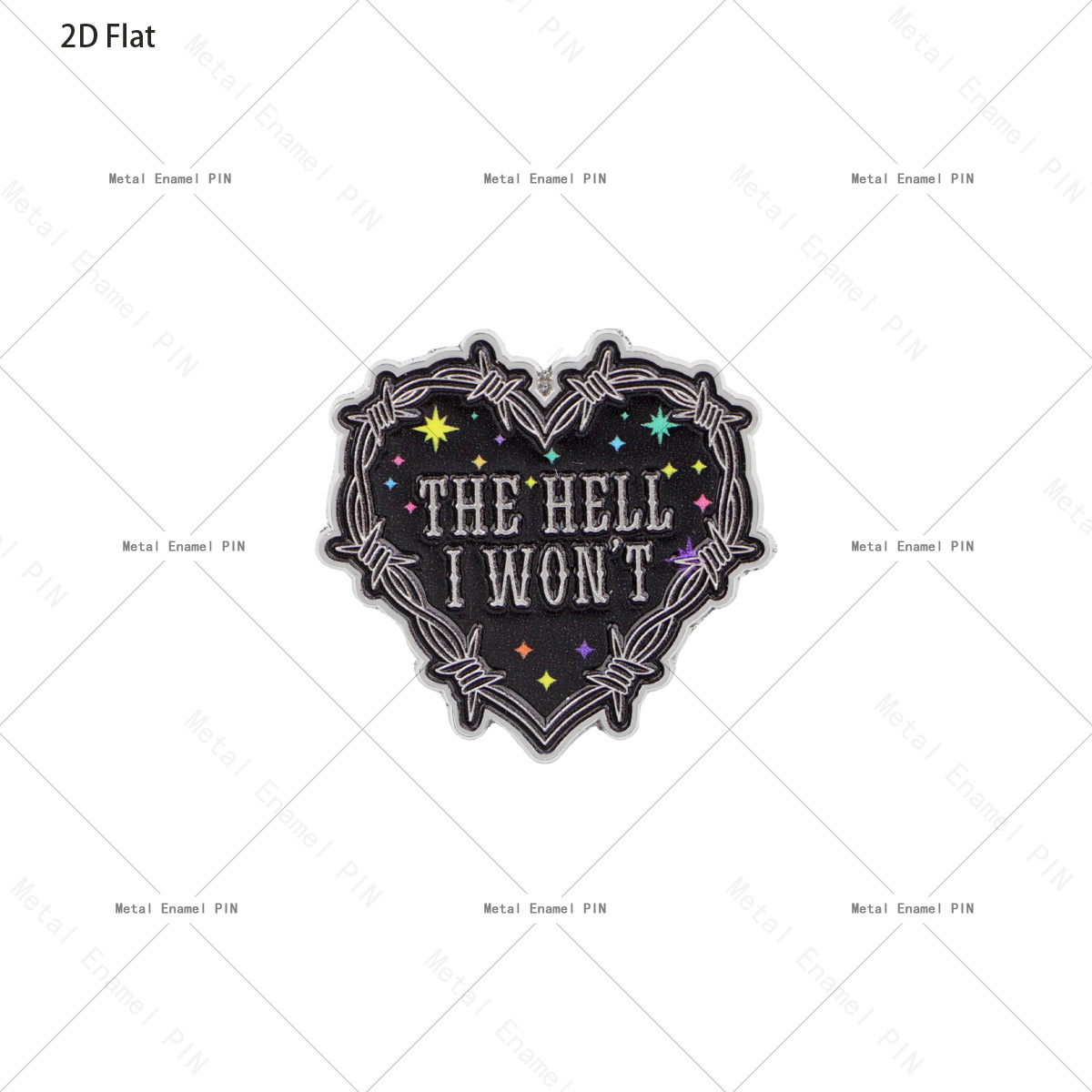 TEMU 2d Flat 1pc Gothic Barbed Wire Heart Enamel Brooch, The 't Slogan Lapel Pin, Attitude Star-decor Metal Badge For Clothing Backpack Decor