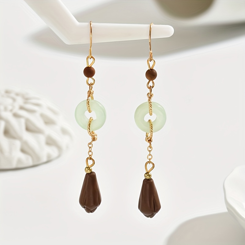 E-shop 1 Paar Damen Bohemian Vintage Lange Quasten Friedensknoten Ohrringe für Herbst Winter