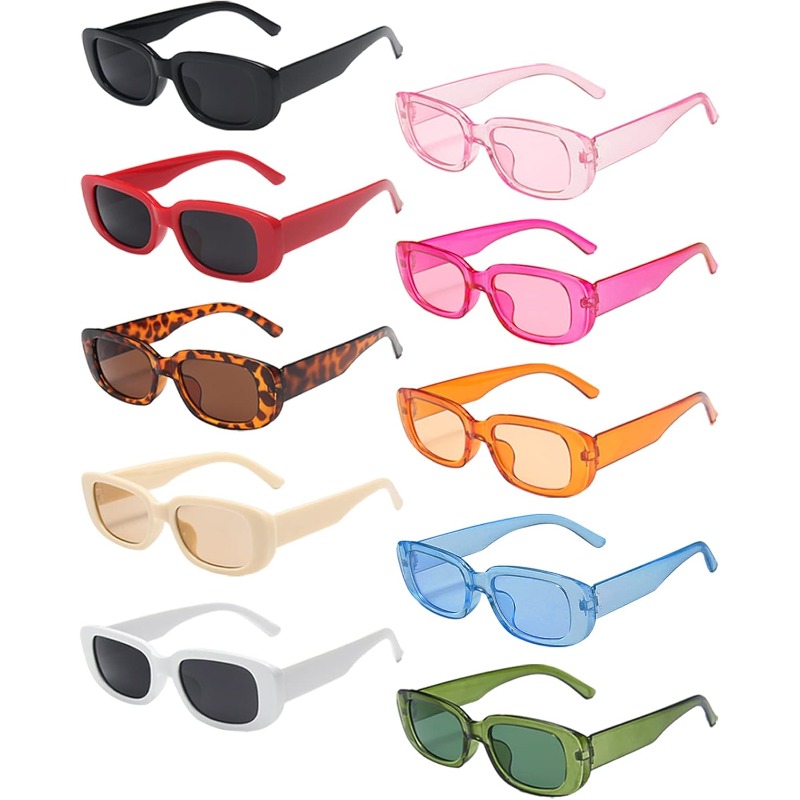 Retro Rectangle Sunglasses Set 12 Pack Y2K Trendy UV Protection Party Wear Amazon.com: QYVEWY 12 Pack Black Rectangle Sunglasses Bulk  main image 3