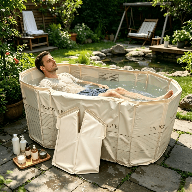 Folding Panel Bathtub for Hot or Cold Use
