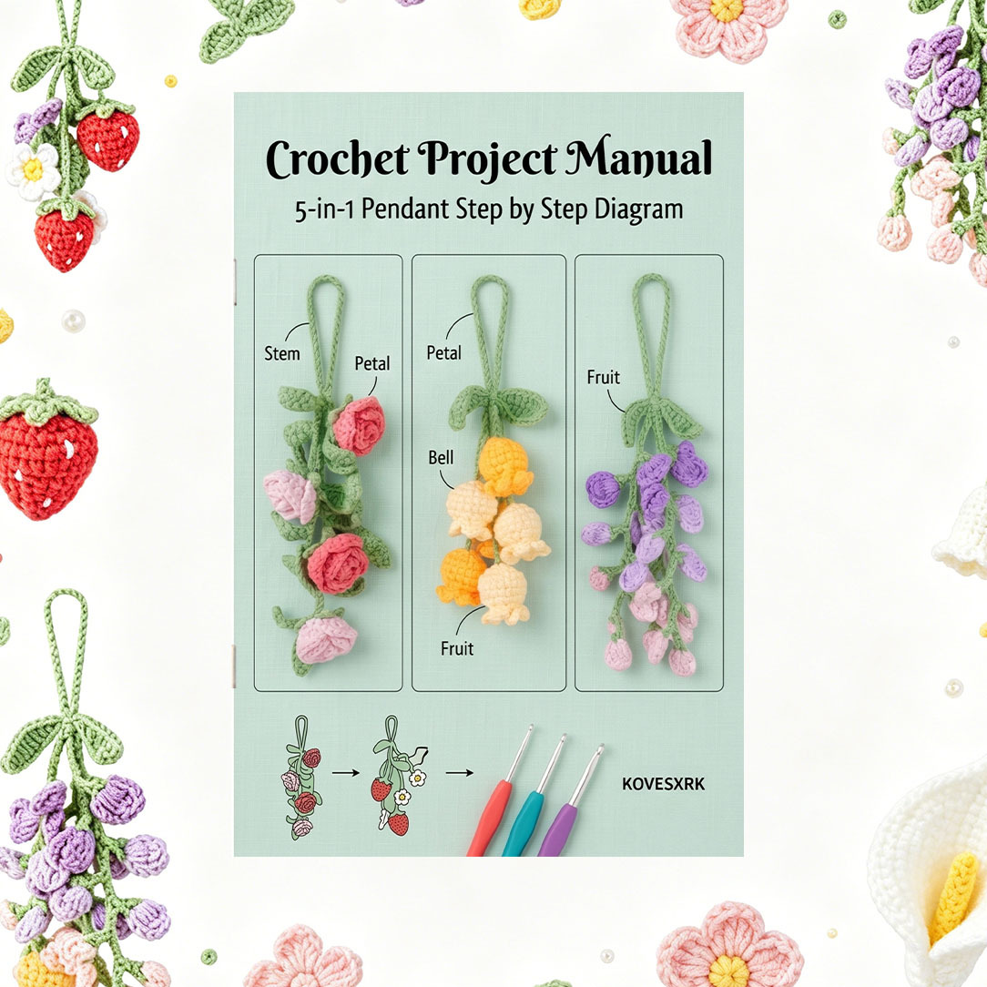 TEMU 1-book Hanging Ornament Complete Guide | Lily Of The Valley Five-in-one Diagram | Visual Steps For Beginners | Fresh Sectioned Layout | 8.3×5.5
