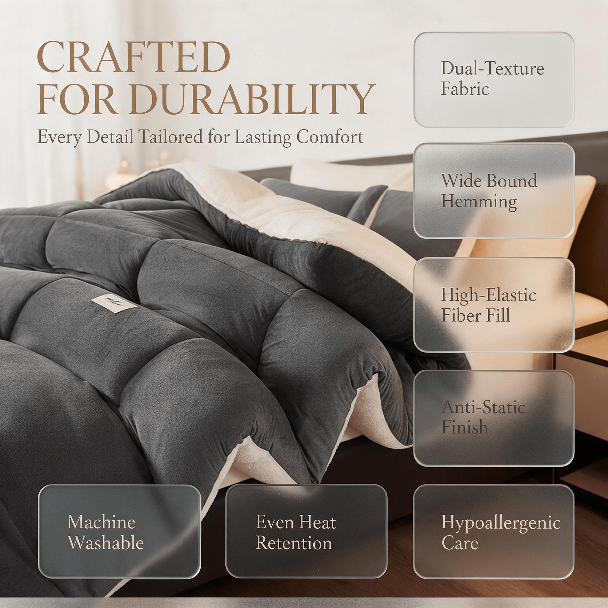 TEMU 1pc Reversible Comforter Insert, Thick Milk Velvet Dual-sided Winter Quilt, Layered Thermal Insulation, Non-shift Quilt Stitches, Anti-pilling