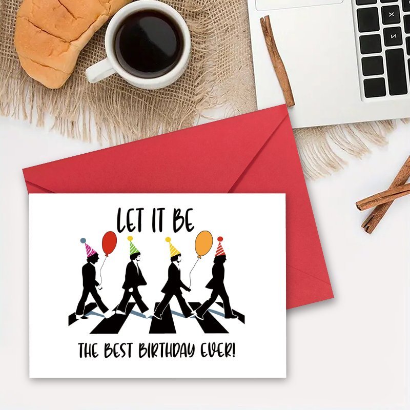 

Rock Band-inspired Humorous Birthday Card With Envelope - Music Lovers, Family & Friends - Ideal For Christmas, New Year, & Thank You Notes