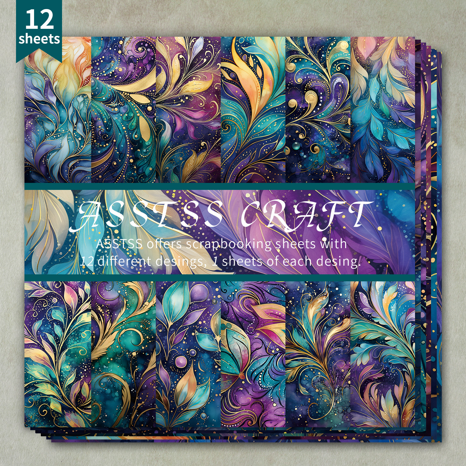 TEMU di carta da scrapbooking ASSTSS da 12 fogli con design fantastico ad di Mardi Gras, realizzato in cartoncino pesante per journaling, di collage,