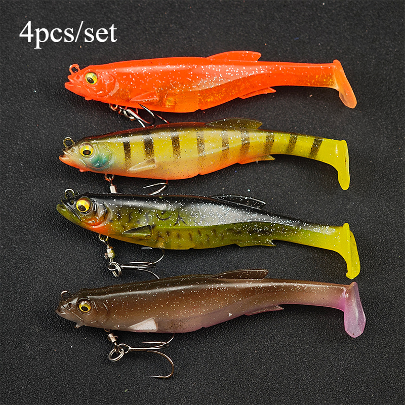 E-shop Avlcoaky 4er-Set 12,5 cm/21 g Paddle Tail Swim Baits Weichplastik-Köder für Angeln