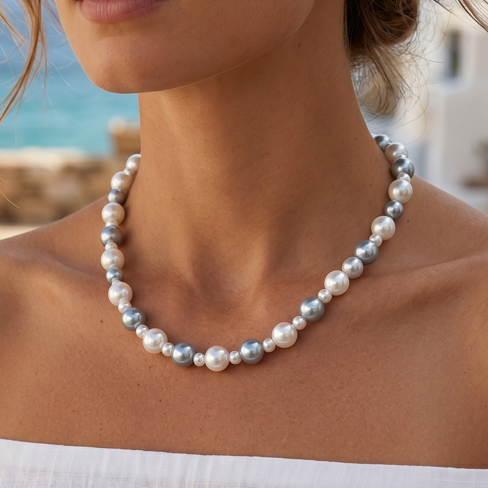 Image of 1 Women's Fashion Necklace, Stylish And Elegant Beaded Necklace For Spring/summer, Suitable For , Daily Wear, Travel Vacations, Mother's Day Gift, Bead Color Is Random