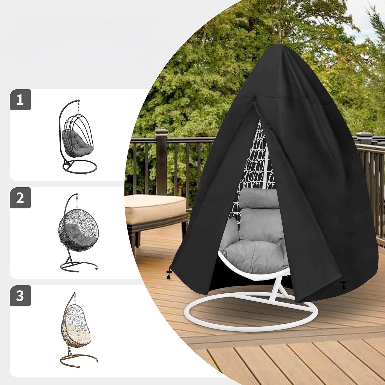 TEMU 2 Pack 800d Egg Chair Cover With Zipper, Outdoor Patio Swing Egg Chair Cover, Outdoor Wicker Egg Chair Cover Heavy Outdoor Egg Chair , Hanging